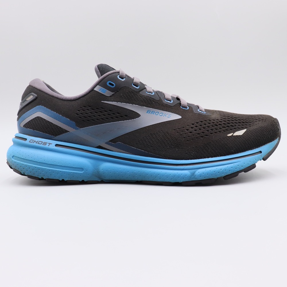 Brooks Ghost 15 Mens Size 11.5D US Black Blue Running Sneakers Shoes 1103931D056